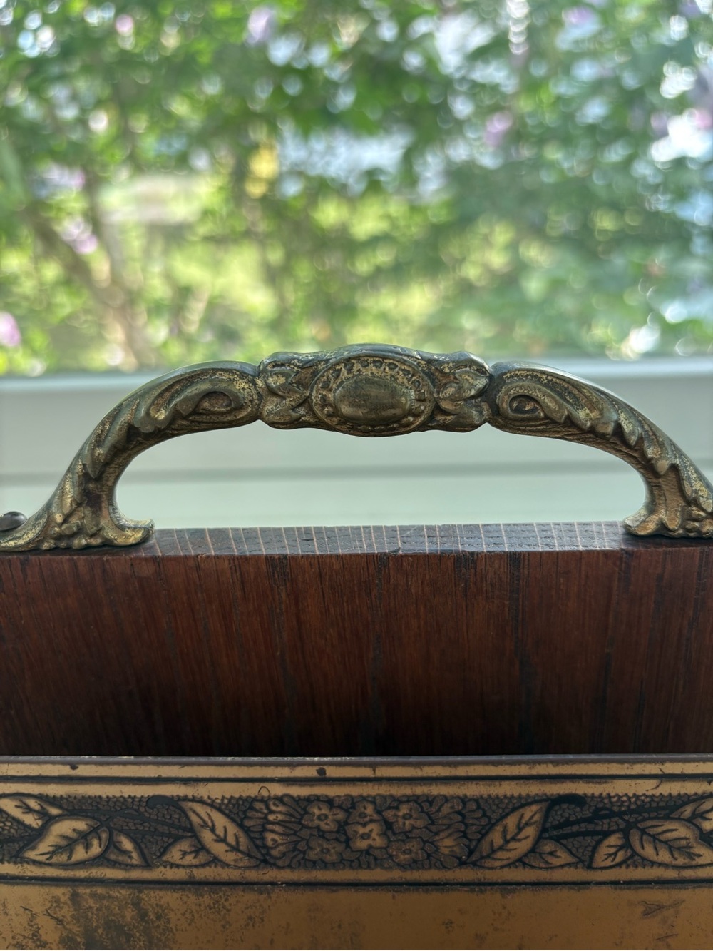 Antique Victorian Edwardian Brass and Oak Paper Desk Organizer Mail Rack - Picture 3 of 8